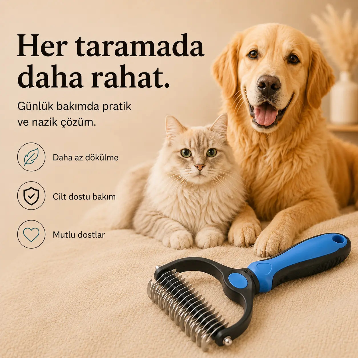 Petiqua Çift Taraflı Tüy Toplayıcı ve Kıtık Açıcı Tarak