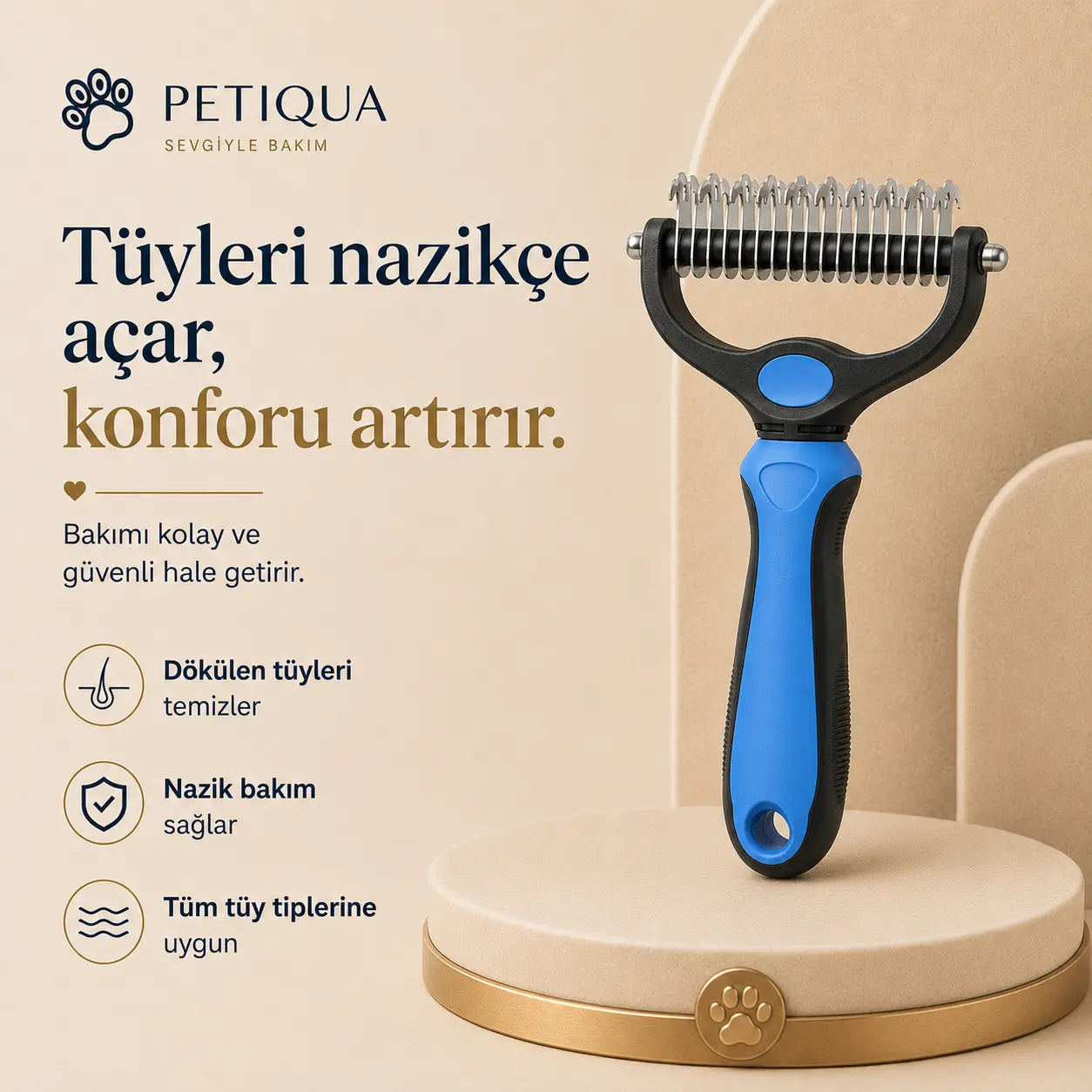 Petiqua Çift Taraflı Tüy Toplayıcı ve Kıtık Açıcı Tarak