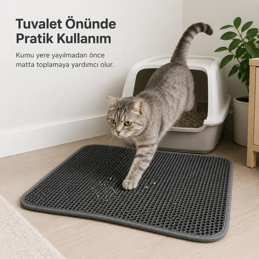 Petiqua Kedi Tuvalet Önü Kum Paspası (Elekli)