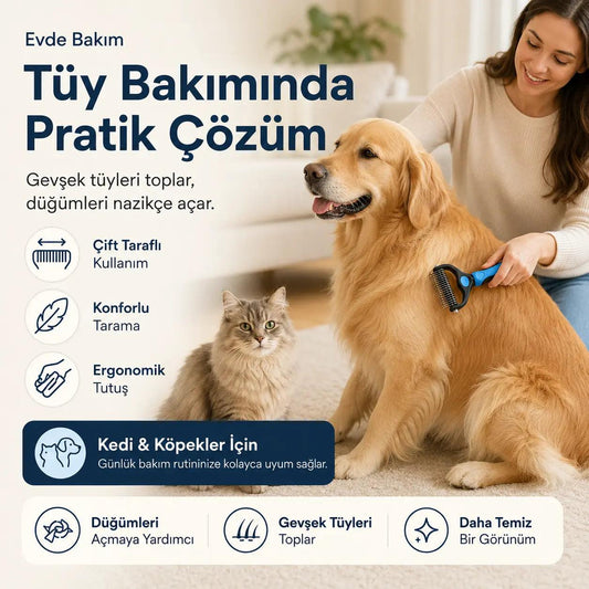 Petiqua Çift Taraflı Tüy Toplayıcı ve Kıtık Açıcı Tarak